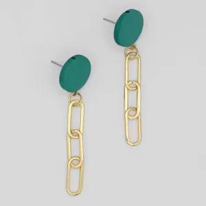 FINAL SALE Sylca Designs 041 Teal Gold Link Dangle Earring